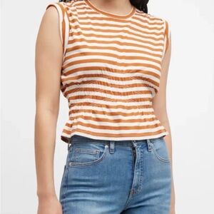 Veronica Beard Buchanan Striped Sleeveless Tee, Large
